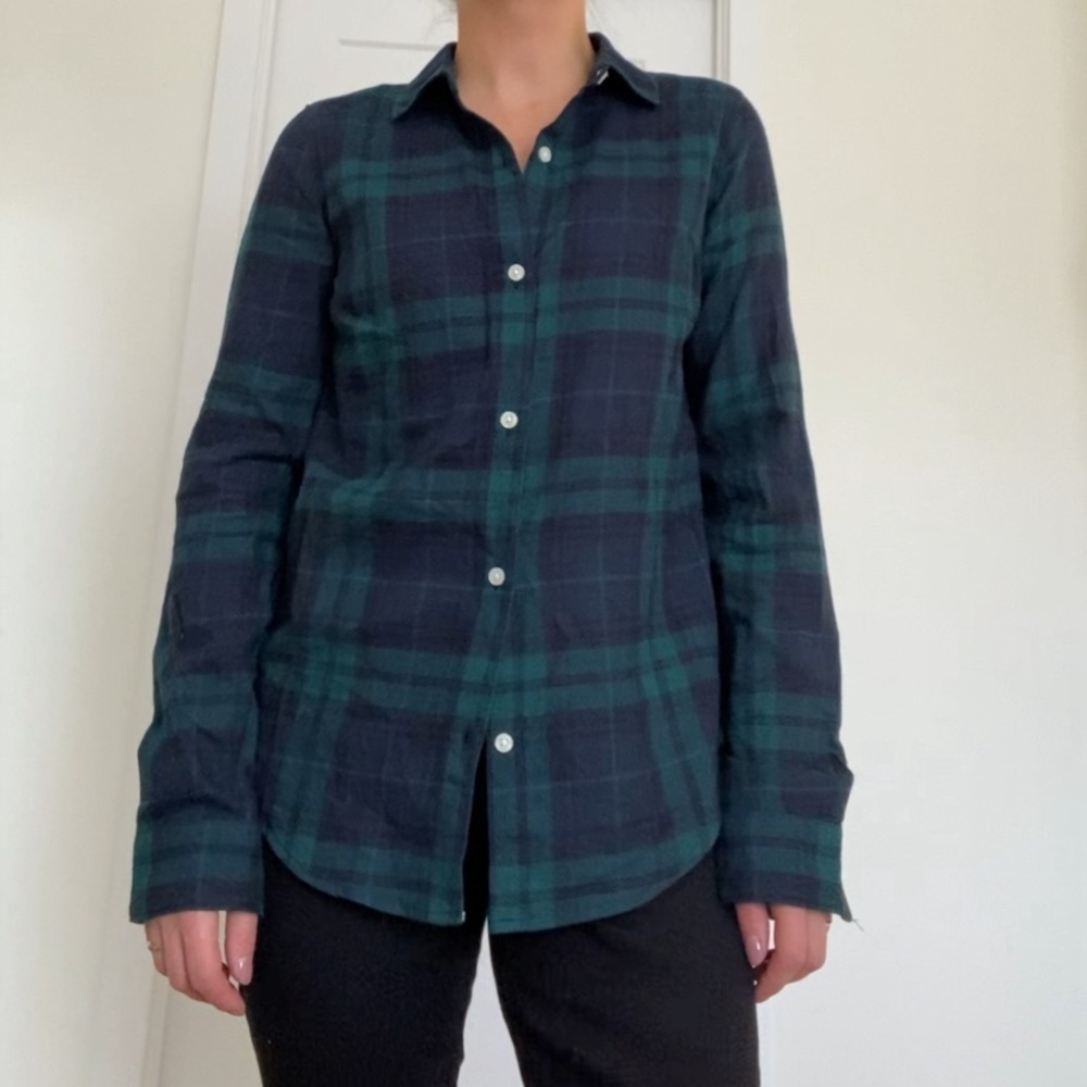 Green-Blue Button Down XS